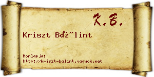 Kriszt Bálint névjegykártya