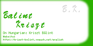 balint kriszt business card